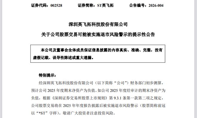预计净资产为负、或将被ST！002528“一字”跌停